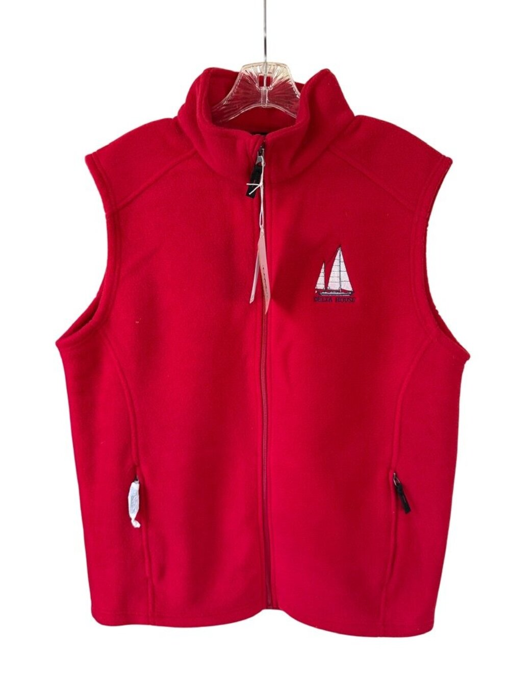 Core 365 Journey Red Full Zip Fleece Vest NWT Size M Sailboat Logo